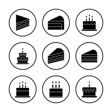 Kek simgesi vektör illüstrasyonu. Pasta işareti ve sembol. Doğum günü pastası simgesi