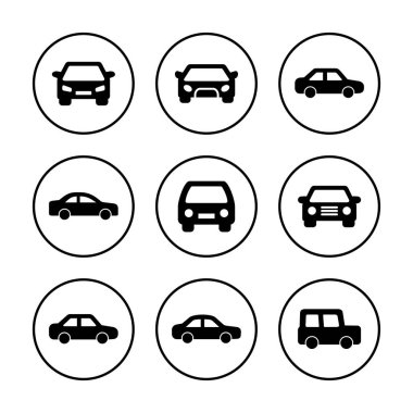 Araba ikonu vektör illüstrasyonu. Araba işareti ve sembol. küçük sedan