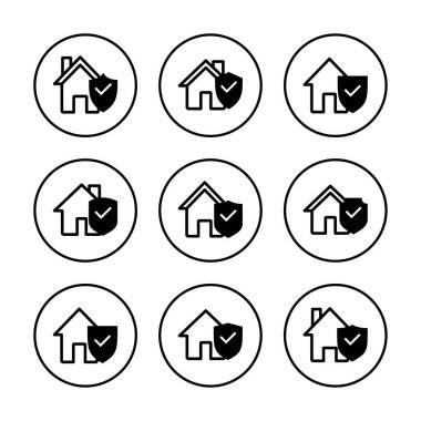 Ev sigortası ikonu vektör illüstrasyonu. ev koruma işareti ve sembol
