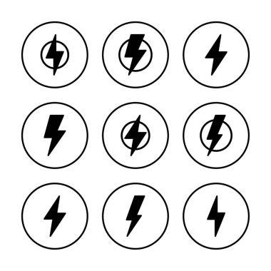 Şimşek simgesi vektör illüstrasyonu. Elektrik işareti ve sembol. Güç simgesi. enerji işareti