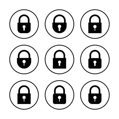 Simge vektör illüstrasyonunu kilitle. Asma kilit işareti ve sembol. Şifreleme simgesi. Güvenlik sembolü