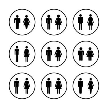 Erkek ve kadın ikon vektör çizimi. Erkek ve dişi işareti ve sembol. Kızlar ve oğlanlar