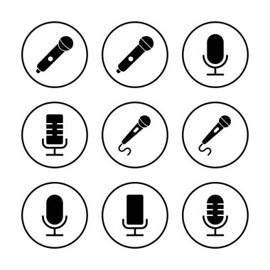 Mikrofon ikonu vektör çizimi. Karaoke işareti ve sembol