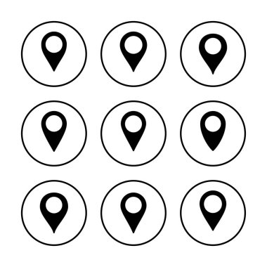 Pin simgesi vektör illüstrasyonu. Yer işareti ve sembol. hedef simgesi. harita iğnesi