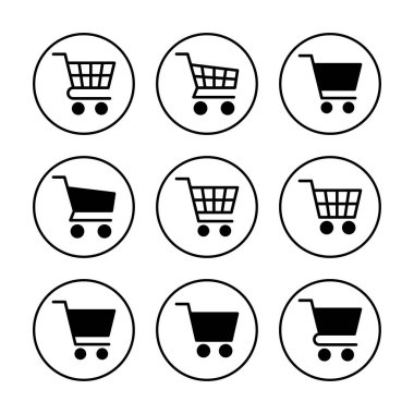 Alışveriş ikonu vektör illüstrasyonu. Alışveriş arabası işareti ve sembol. Trolley simgesi