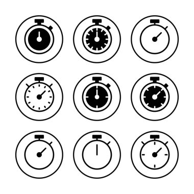 Kronometre ikon vektör illüstrasyonu. Zamanlayıcı işareti ve sembol. Geri sayım simgesi. Zaman Dönemi