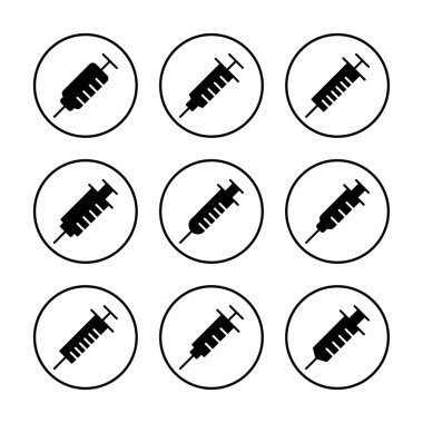 Şırınga ikonu vektör çizimi. İğne işareti ve sembol. Aşı simgesi