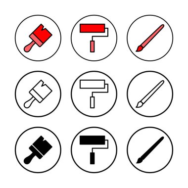 Simge vektör illüstrasyonunu boya. Boya fırçası işareti ve sembol. boyama silindiri vektörü