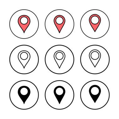 Pin simgesi vektör illüstrasyonu. Yer işareti ve sembol. hedef simgesi. harita iğnesi