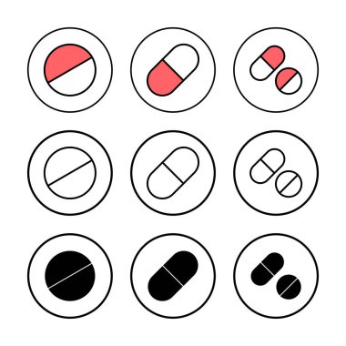 İlaç ikonu vektör illüstrasyonu. Kapsül simgesi. Uyuşturucu işareti ve sembol
