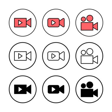 Video ikonu vektör illüstrasyonu. Video kamera işareti ve sembol. Film tabelası. Sinema