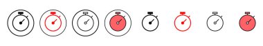 Kronometre ikon vektör illüstrasyonu. Zamanlayıcı işareti ve sembol. Geri sayım simgesi. Zaman Dönemi