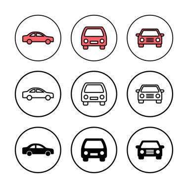 Araba ikonu vektör illüstrasyonu. Araba işareti ve sembol. küçük sedan