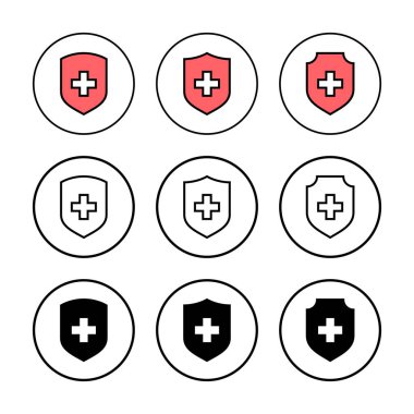 Sağlık sigortası ikonu vektör illüstrasyonu. Sigorta belgesi imzası ve sembolü