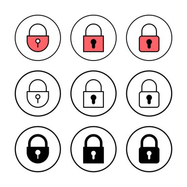 Simge vektör illüstrasyonunu kilitle. Asma kilit işareti ve sembol. Şifreleme simgesi. Güvenlik sembolü