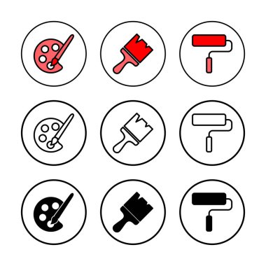 Simge vektör illüstrasyonunu boya. Boya fırçası işareti ve sembol. boyama silindiri vektörü