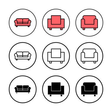 Koltuk simgesi vektör illüstrasyonu. Kanepe işareti ve sembol. mobilya simgesi