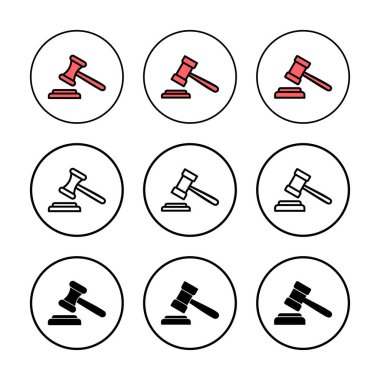 Gavel ikon vektör çizimi. Yargıç tokmak işareti ve sembol. Kanun simgesi. Açık arttırma çekici