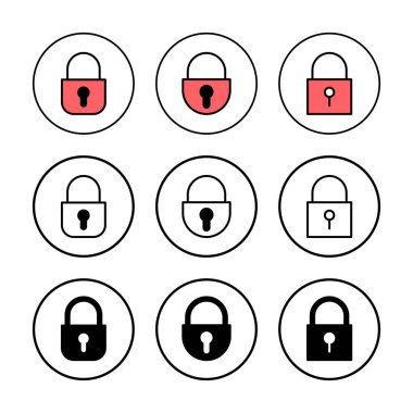 Simge vektör illüstrasyonunu kilitle. Asma kilit işareti ve sembol. Şifreleme simgesi. Güvenlik sembolü