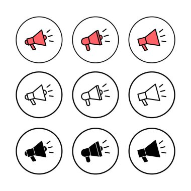 Megafon ikon vektör çizimi. Hoparlör işareti ve sembol