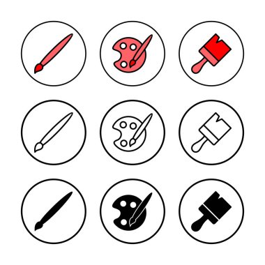 Simge vektör illüstrasyonunu boya. Boya fırçası işareti ve sembol. boyama silindiri vektörü