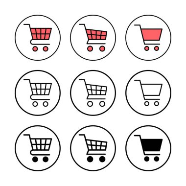 Alışveriş ikonu vektör illüstrasyonu. Alışveriş arabası işareti ve sembol. Trolley simgesi