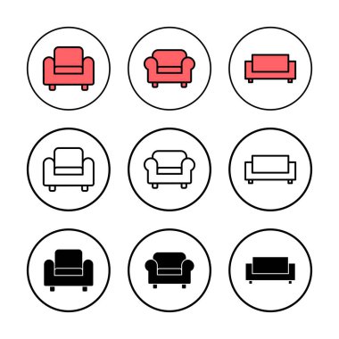 Koltuk simgesi vektör illüstrasyonu. Kanepe işareti ve sembol. mobilya simgesi