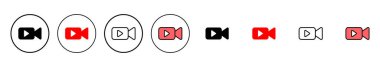 Video ikonu vektör illüstrasyonu. Video kamera işareti ve sembol. Film tabelası. Sinema