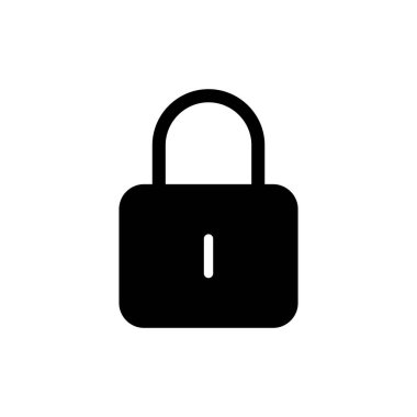 Simge vektör illüstrasyonunu kilitle. Asma kilit işareti ve sembol. Şifreleme simgesi. Güvenlik sembolü