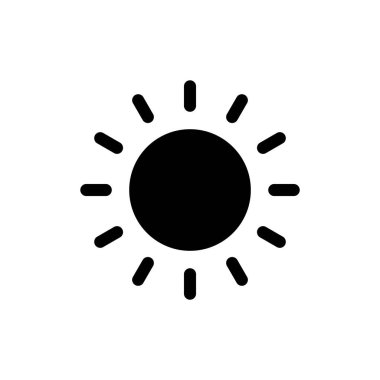 Güneş ikonu vektör illüstrasyonu. Parlaklık işareti ve sembol.