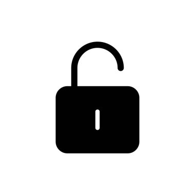 Simge vektör illüstrasyonunu aç. İşaret ve sembolün kilidini aç. Kilitlenmemiş asma kilit simgesi