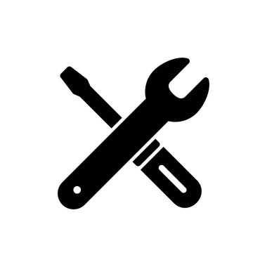 Onarım araçları ikon vektör illüstrasyonu. araç işareti ve sembol. Simge ayarlanıyor. İngiliz anahtarı ve tornavida. Servis