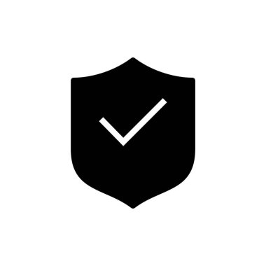 Kalkan kontrol işareti vektör illüstrasyonu. Koruma onayı işareti. Sigorta simgesi