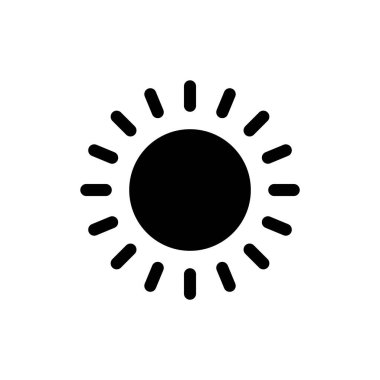 Güneş ikonu vektör illüstrasyonu. Parlaklık işareti ve sembol.