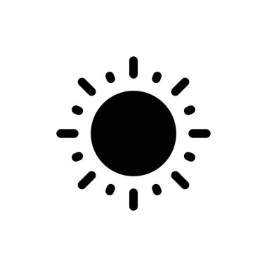 Güneş ikonu vektör illüstrasyonu. Parlaklık işareti ve sembol.