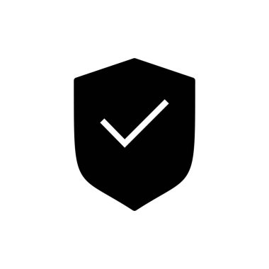 Kalkan kontrol işareti vektör illüstrasyonu. Koruma onayı işareti. Sigorta simgesi