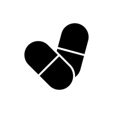 İlaç ikonu vektör illüstrasyonu. Kapsül simgesi. Uyuşturucu işareti ve sembol