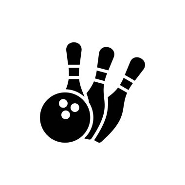 Bowling ikonu vektör illüstrasyonu. Bowling topu, iğne işareti ve sembol.