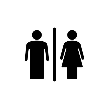 Tuvalet ikonu vektör illüstrasyonu. Kızlar ve erkekler tuvaletleri imzalar ve simgeler. Banyo tabelası. wc, tuvalet