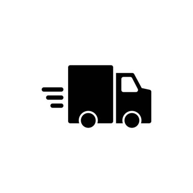 Teslimat kamyonu ikonu vektör çizimi. Teslimat kamyonu işareti ve sembol. Hızlı dağıtım simgesi gönderiliyor
