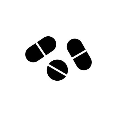 İlaç ikonu vektör illüstrasyonu. Kapsül simgesi. Uyuşturucu işareti ve sembol