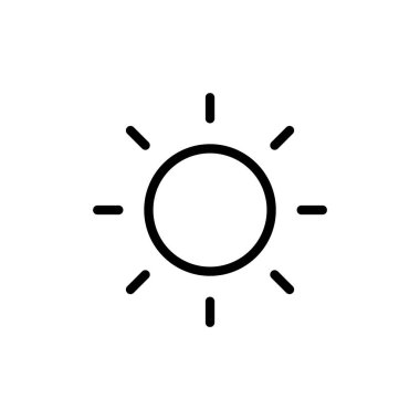 Güneş ikonu vektör illüstrasyonu. Parlaklık işareti ve sembol.