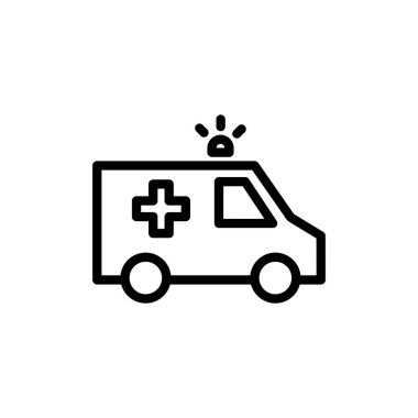 Ambulans simgesi vektör illüstrasyonu. Ambulans kamyonu işareti ve sembol. Ambulans arabası