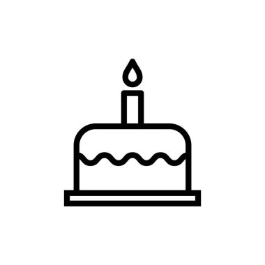 Kek simgesi vektör illüstrasyonu. Pasta işareti ve sembol. Doğum günü pastası simgesi