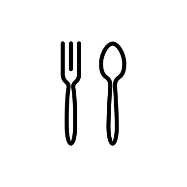 kaşık ve çatal ikonu vektör çizimi. kaşık, çatal ve bıçak ikonu vektörü. Restoran işareti ve sembolü