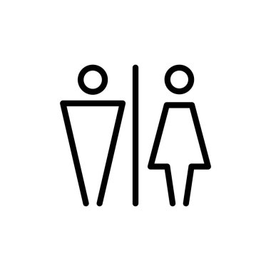 Tuvalet ikonu vektör illüstrasyonu. Kızlar ve erkekler tuvaletleri imzalar ve simgeler. Banyo tabelası. wc, tuvalet