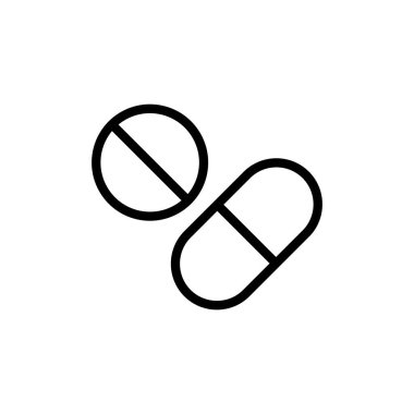 İlaç ikonu vektör illüstrasyonu. Kapsül simgesi. Uyuşturucu işareti ve sembol