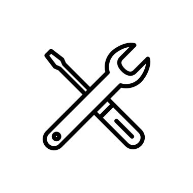 Onarım araçları ikon vektör illüstrasyonu. araç işareti ve sembol. Simge ayarlanıyor. İngiliz anahtarı ve tornavida. Servis