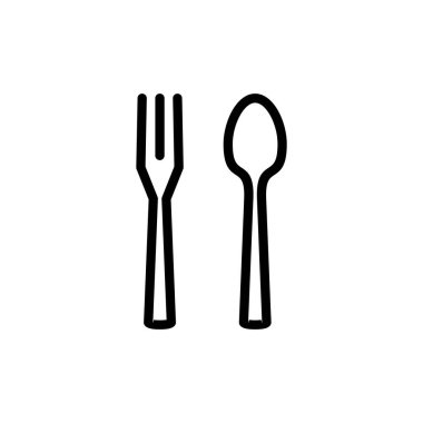 kaşık ve çatal ikonu vektör çizimi. kaşık, çatal ve bıçak ikonu vektörü. Restoran işareti ve sembolü