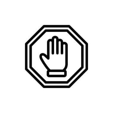 Simge vektör illüstrasyonunu durdur. Dur tabelası. Dur işareti ve sembol. Kırmızı tabelayı elle girmeyin